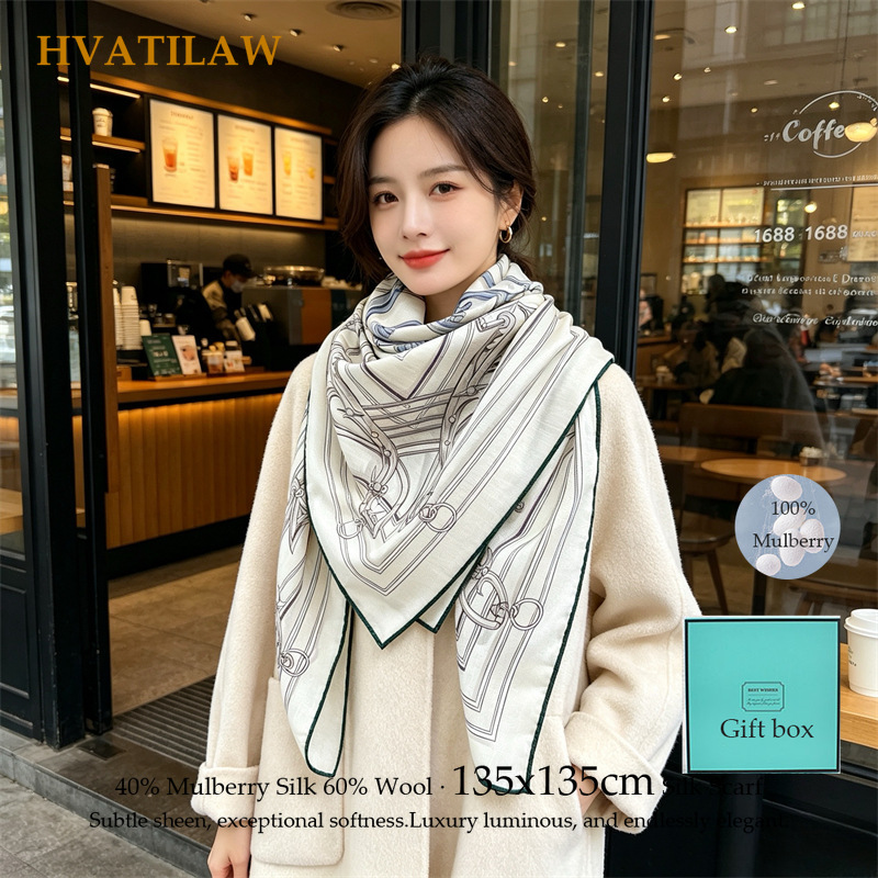 Shawl Wrap Winter - Lenço Feminino de Luxo Quadrado 135x135cm,
