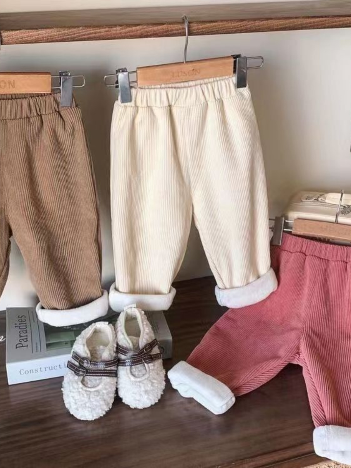 Corduroy Pant Warm - Calças Casuais de Corduroy com Forro