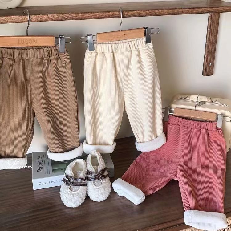 Corduroy Pant Warm - Outono inverno crianças roupas velo forrado