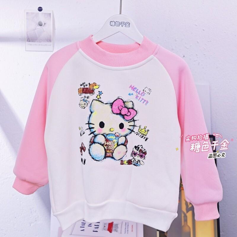 Sherpa Hoodie Fleece - Sanrio hello kitty meninas velo hoodie