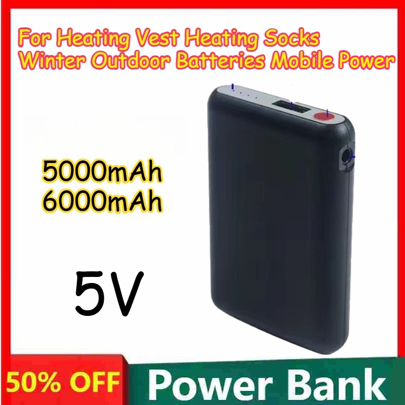 Heated Vest Battery - 5000mAh 6000mAh 5V recarregável para colete