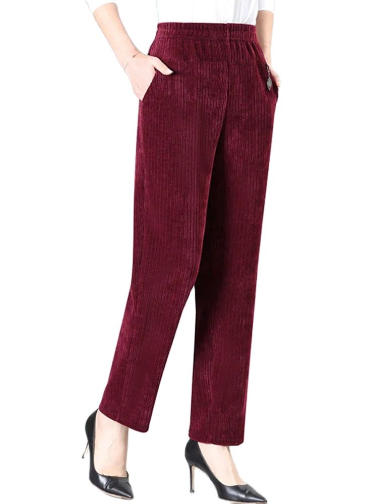 Corduroy Pant Warm - Oversize XL-8XL calças de veludo mulheres