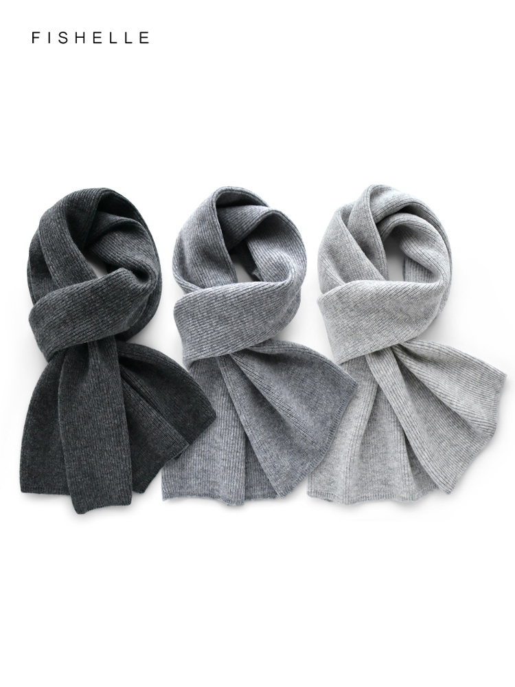 Wool Scarf Men - Cinza cor sólida cachecol de caxemira