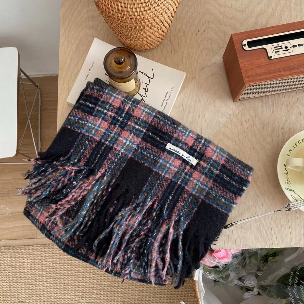 Wool Scarf Men - Cachecol de Lã Xadrez com Borlas