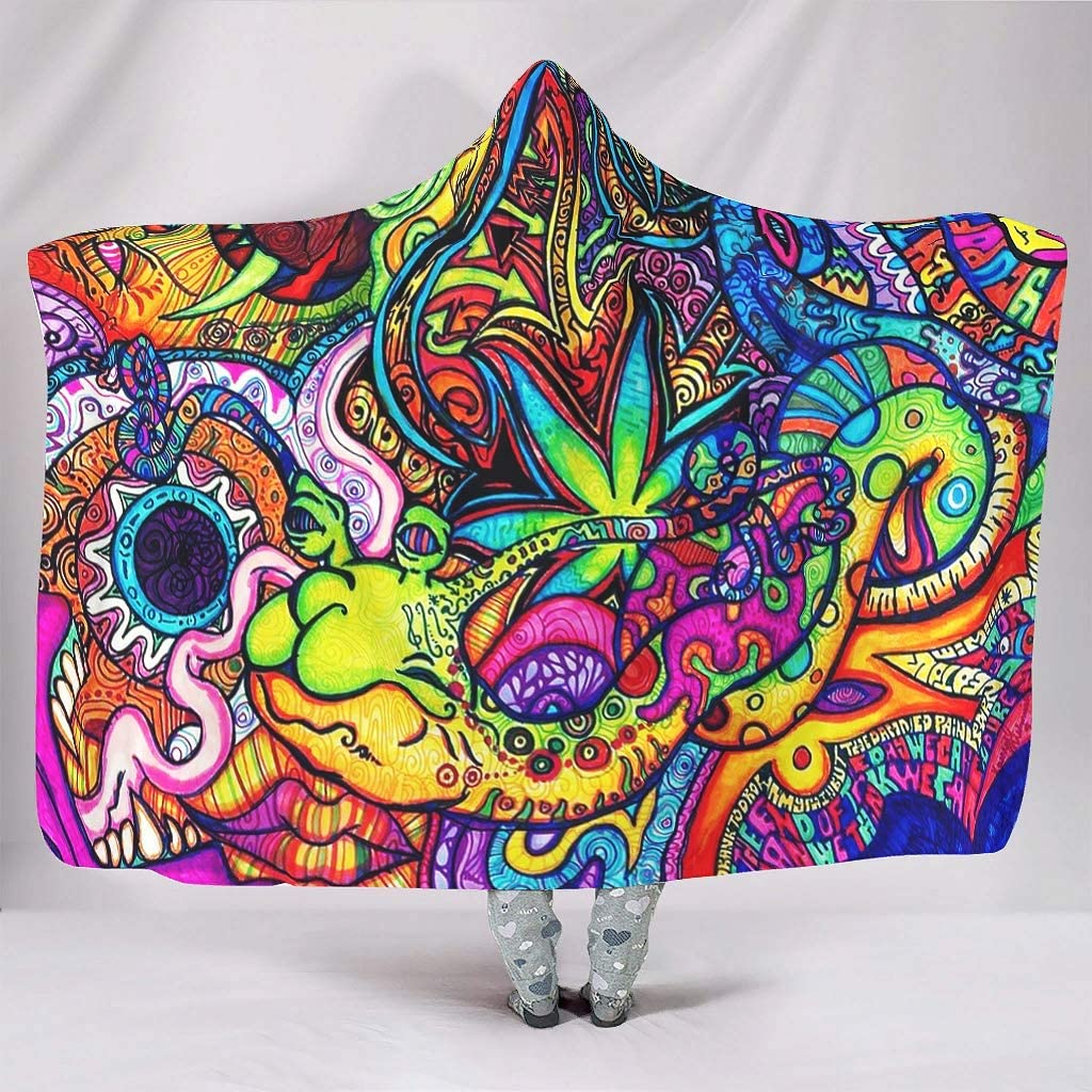 Sherpa Hoodie Fleece - Abstrato brilhante trippy arco-íris cobertores com