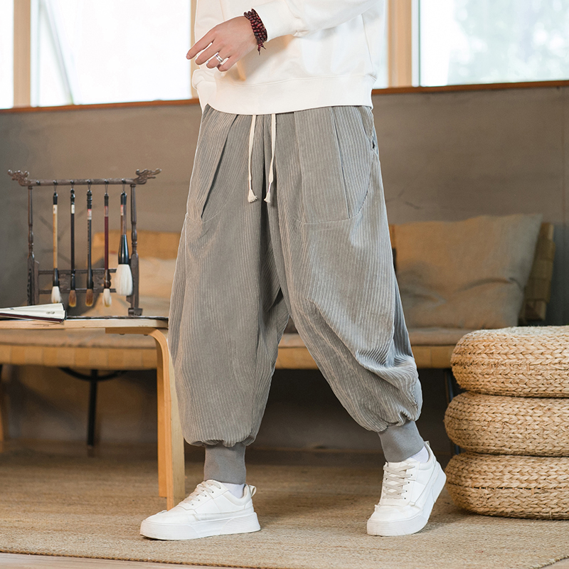 Corduroy Pant Warm - 2023 homens inverno cor sólida calças