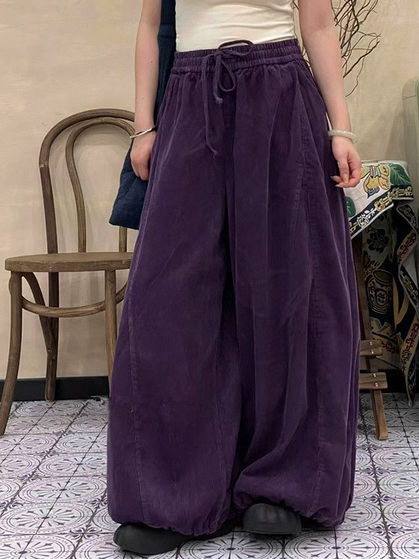 Corduroy Pant Warm - Calças Femininas Plus Size de Cintura