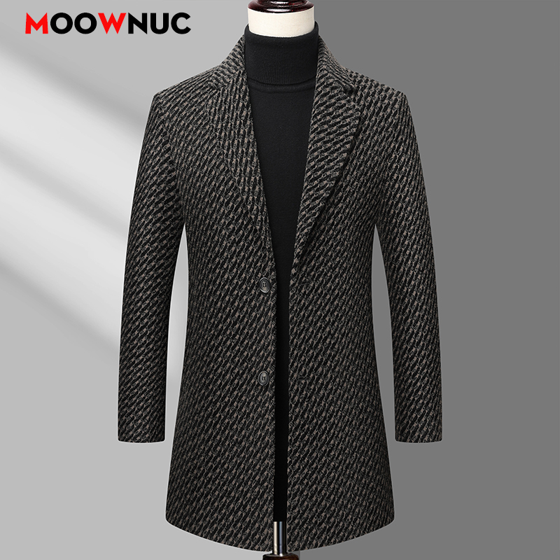 Wool Coat Peacoat - Casaco longo masculino jaqueta de lã
