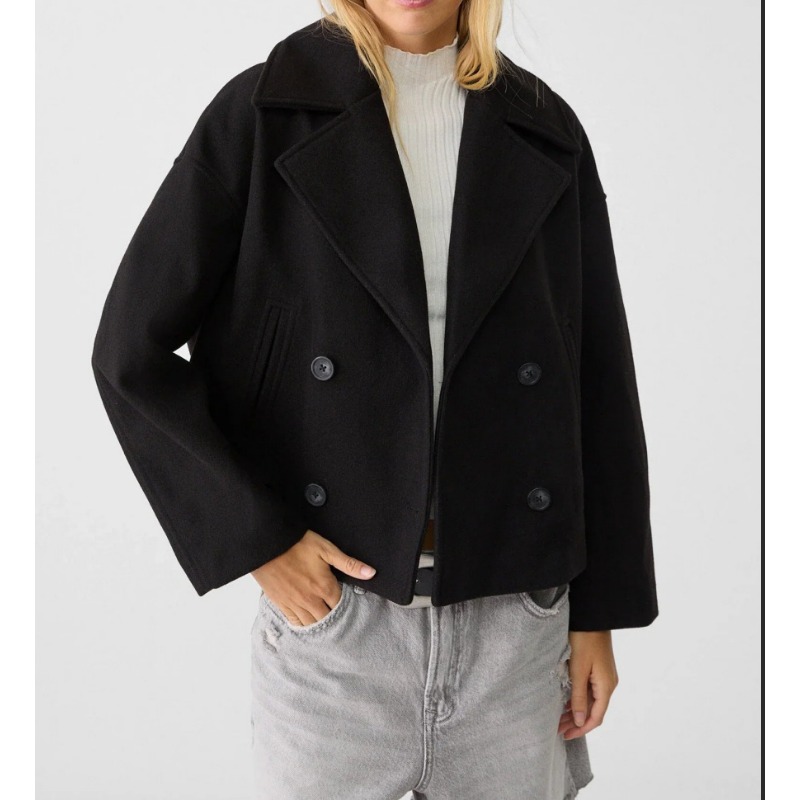 Wool Coat Peacoat - Casaco Feminino Oversized de Lã com