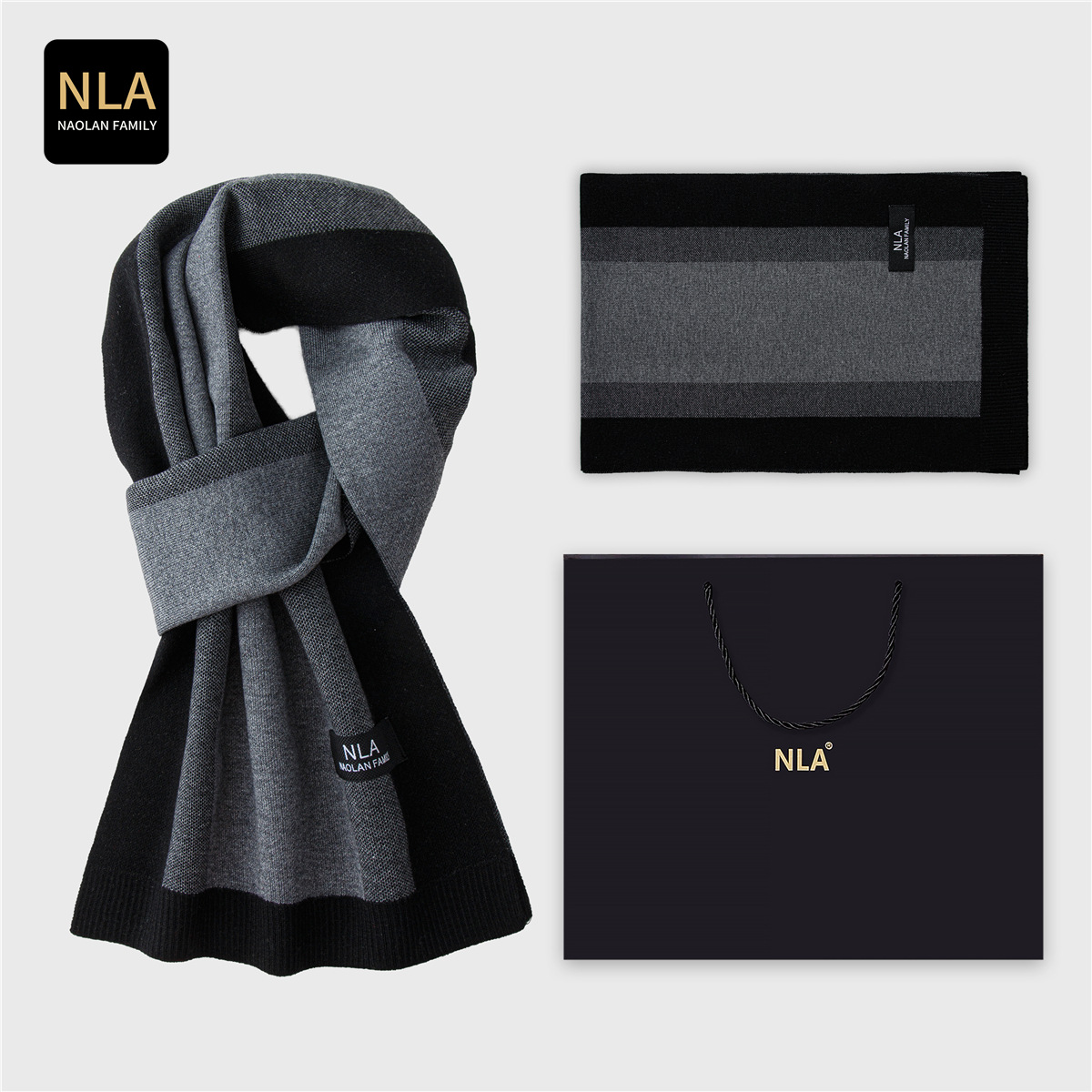 Wool Scarf Men - Caixa de presente cachecol de lã