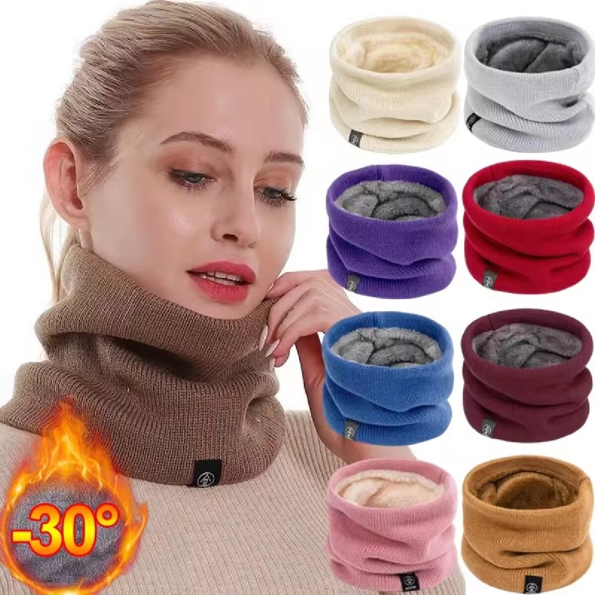 Neck Gaiter Fleece - Sólido inverno de pelúcia silenciador de