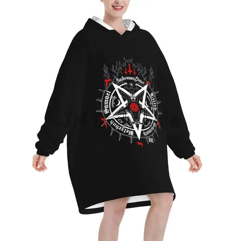 Preto satanás crânio cabeça mo - Sherpa Hoodie Fleece avaliação e preço