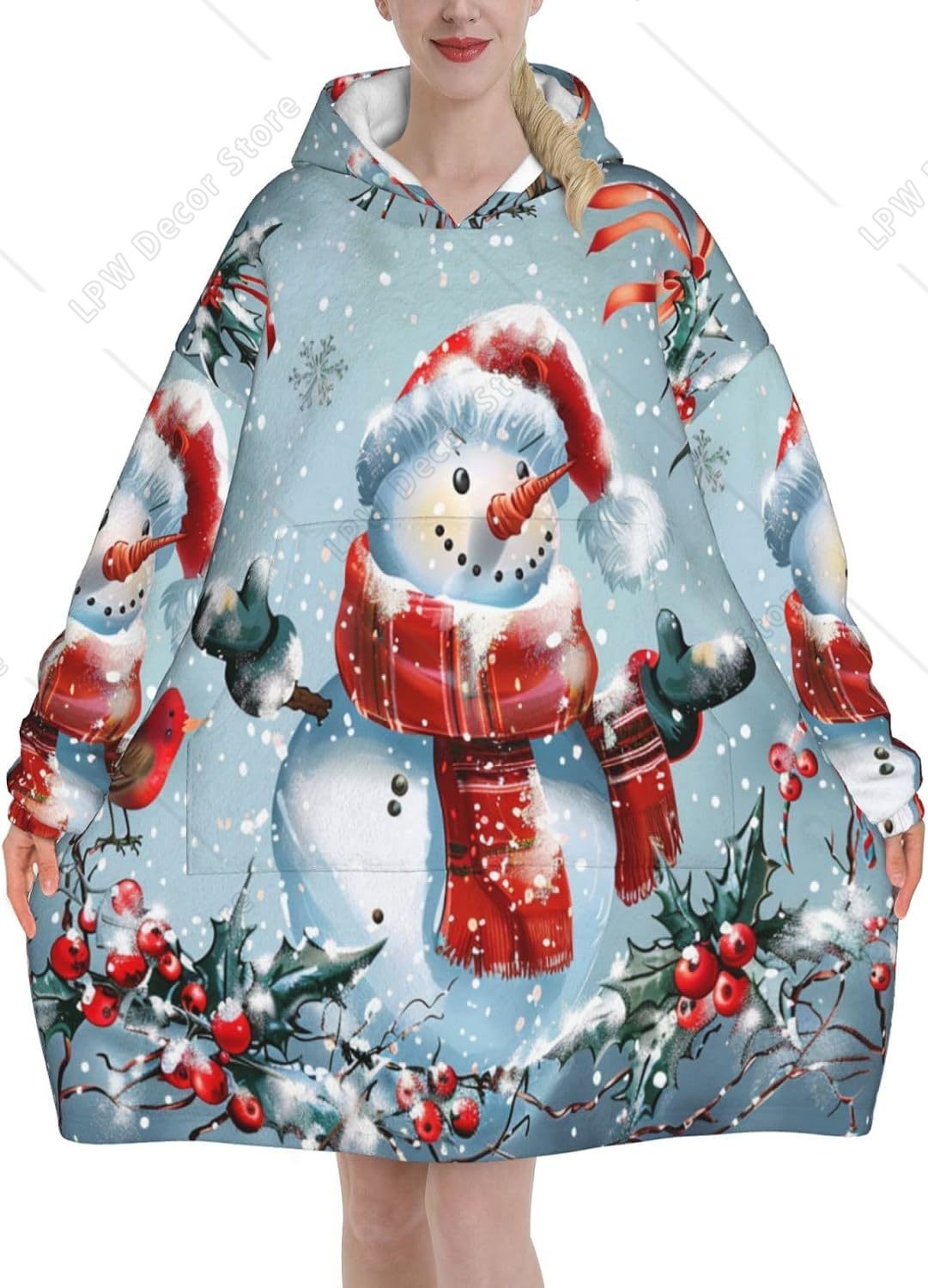 Manta com Capuz de Boneco de N - Sherpa Hoodie Fleece avaliação e preço