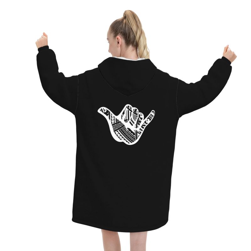 Tatuagem polinésia shaka triba - Sherpa Hoodie Fleece avaliação e preço