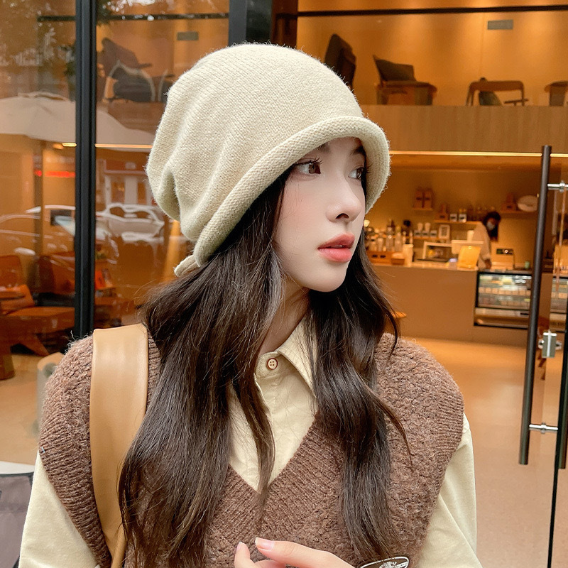 Gorro de malha capuz feminino  - Knit Beanie Hat Warm avaliação e preço