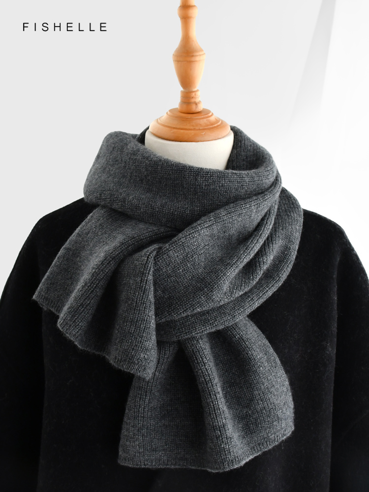 Cinza cor sólida cachecol de c - Wool Scarf Men avaliação e preço