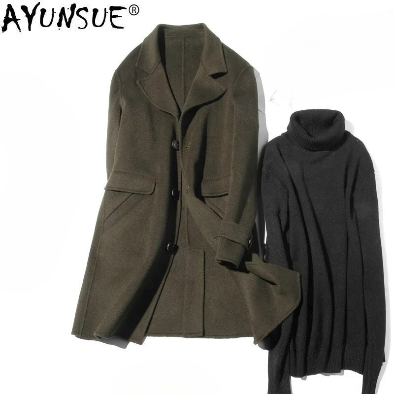 Ayunsue 100% casaco de lã masc - Wool Coat Peacoat avaliação e preço