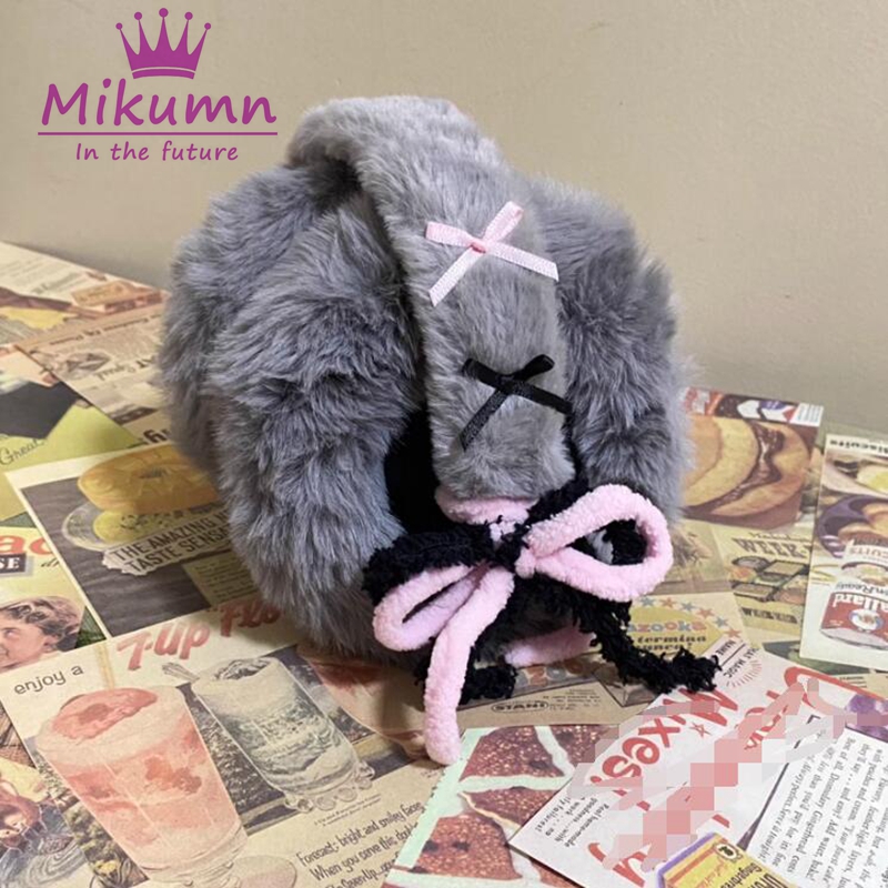 MikAutumn-Harajuku Y2k Bow Plu - Earmuffs Foldable avaliação e preço