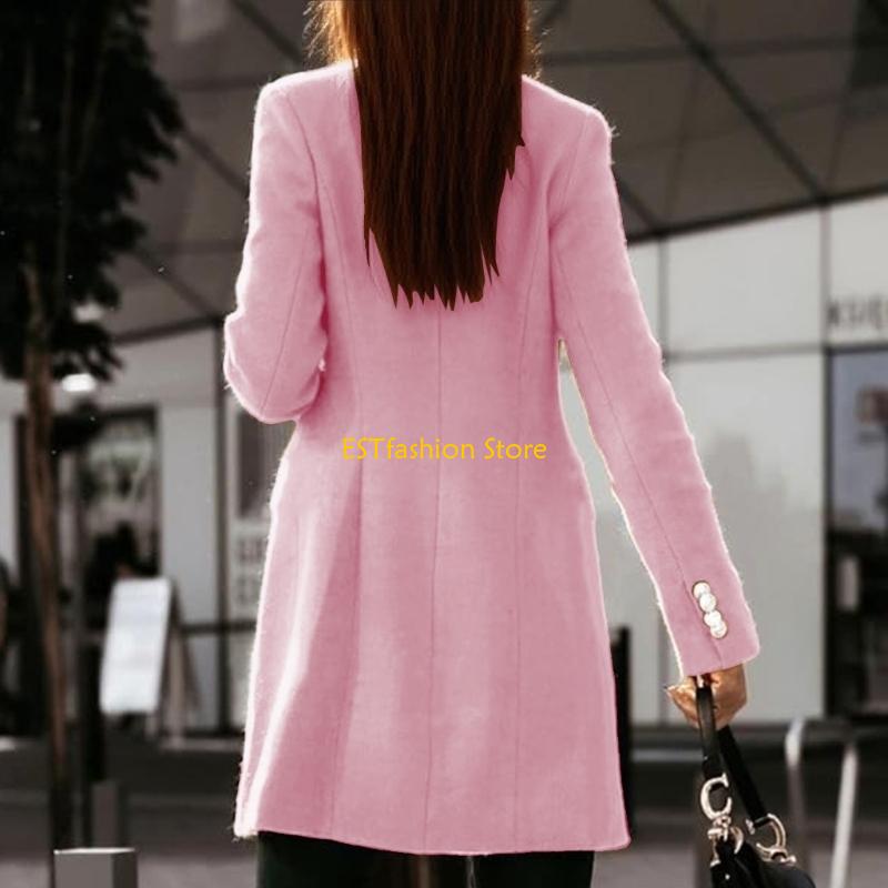 Y5GC Casacos femininos lã outo - Wool Coat Peacoat avaliação e preço