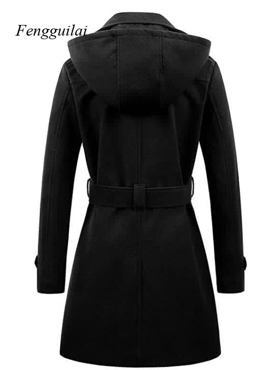Casaco Feminino Preto com Capu - Wool Coat Peacoat avaliação e preço