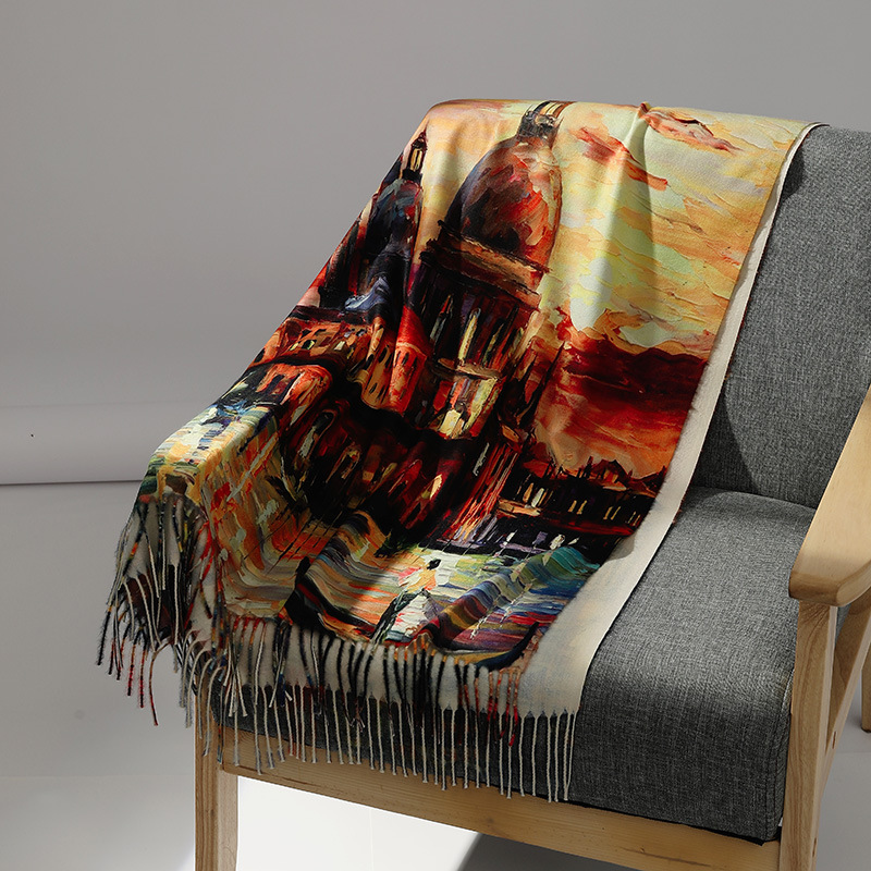 Marca de luxo pintura a óleo c - Cashmere Pashmina Wrap avaliação e preço