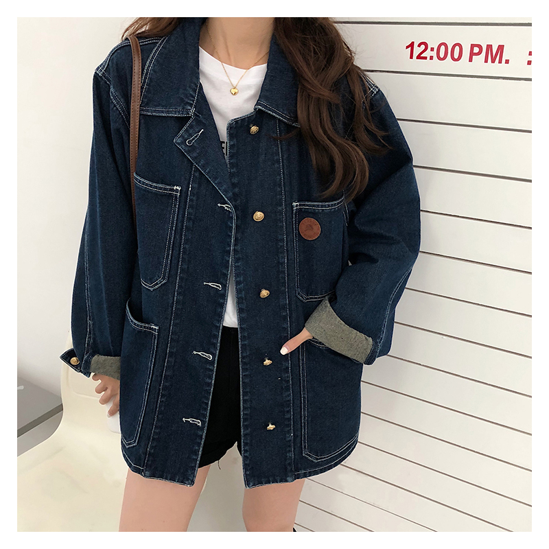 Azul escuro denim jaqueta femi - Down Jacket Packable avaliação e preço