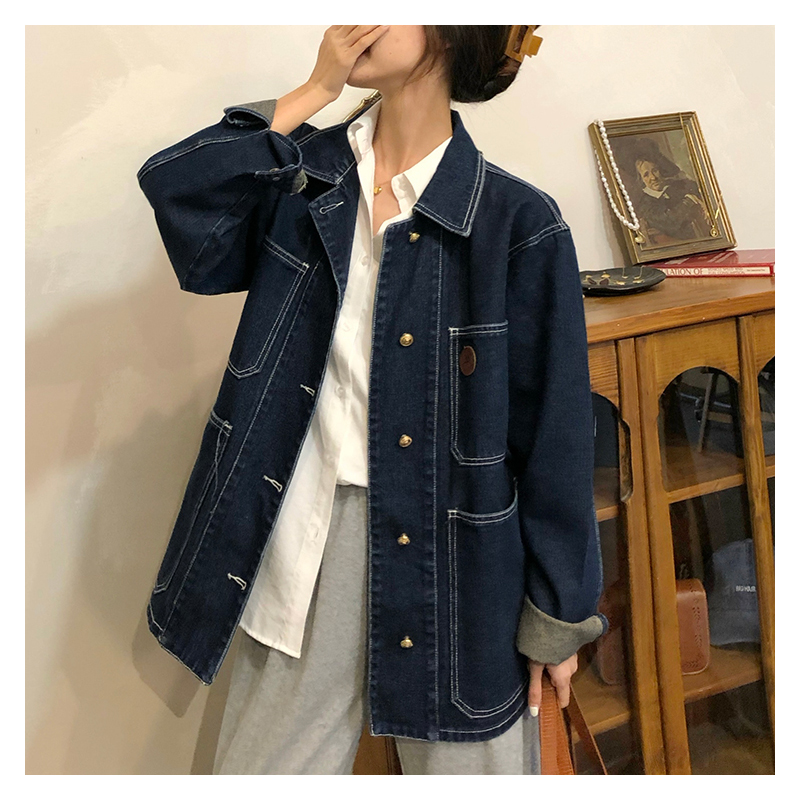 Azul escuro denim jaqueta femi - Down Jacket Packable avaliação e preço